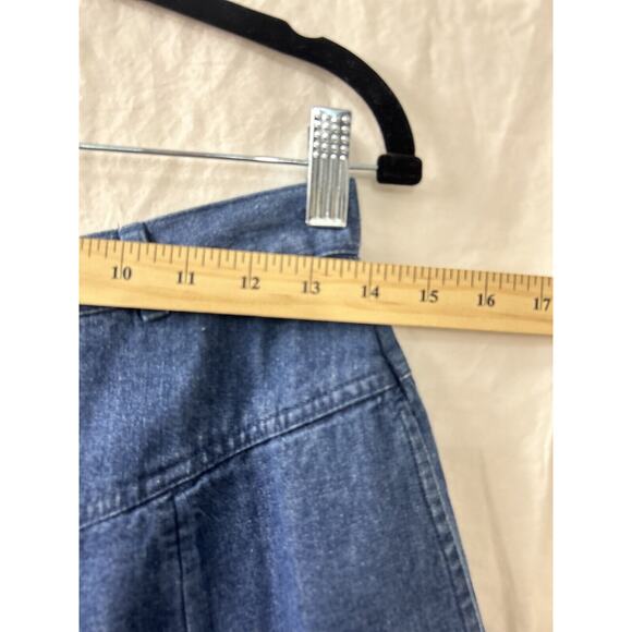 Orvis 8P Blue Denim Jean Skirt Midi Modest Home School Mid Calf Elastic Stretch - Picture 4 of 13